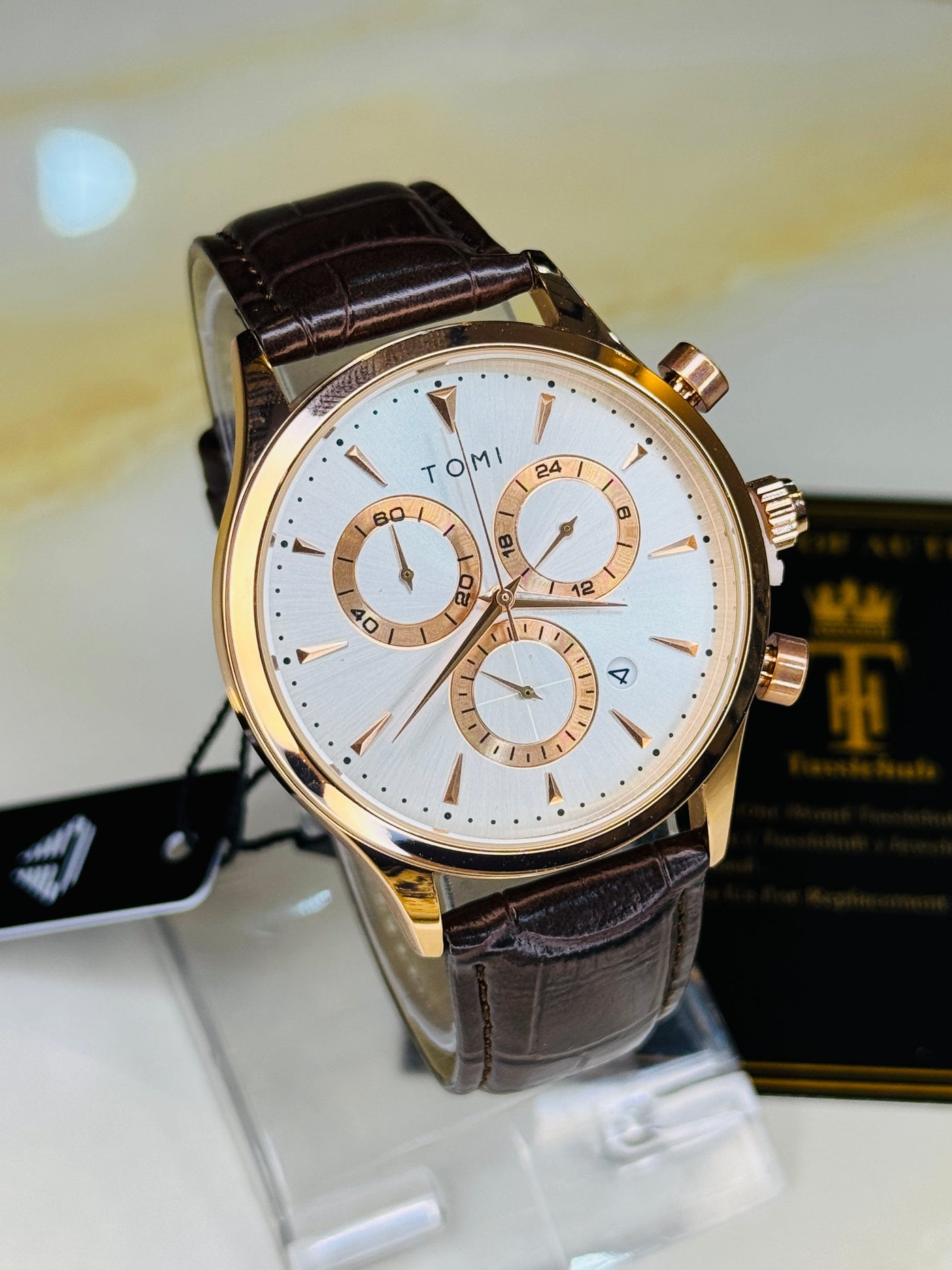 Tomi S6A Coffee Rose Gold Gift Set Watch