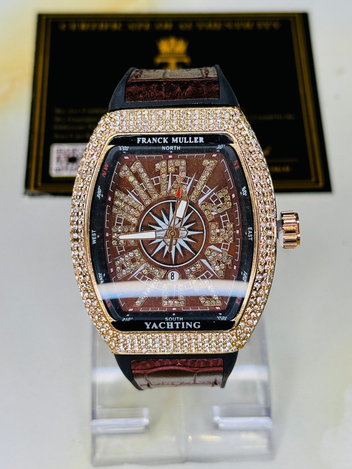 Vanguard Chocolate Rose Gold Iced Frank Muller Watch