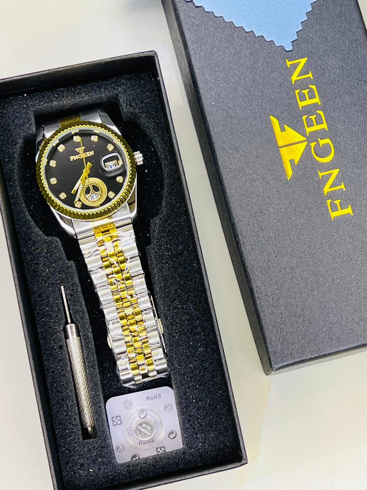 Fngeen Two Tone Black Watch For Her