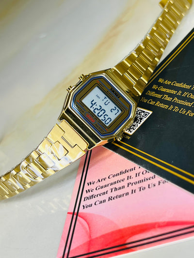 Gold Skmei Digital Watch For Her