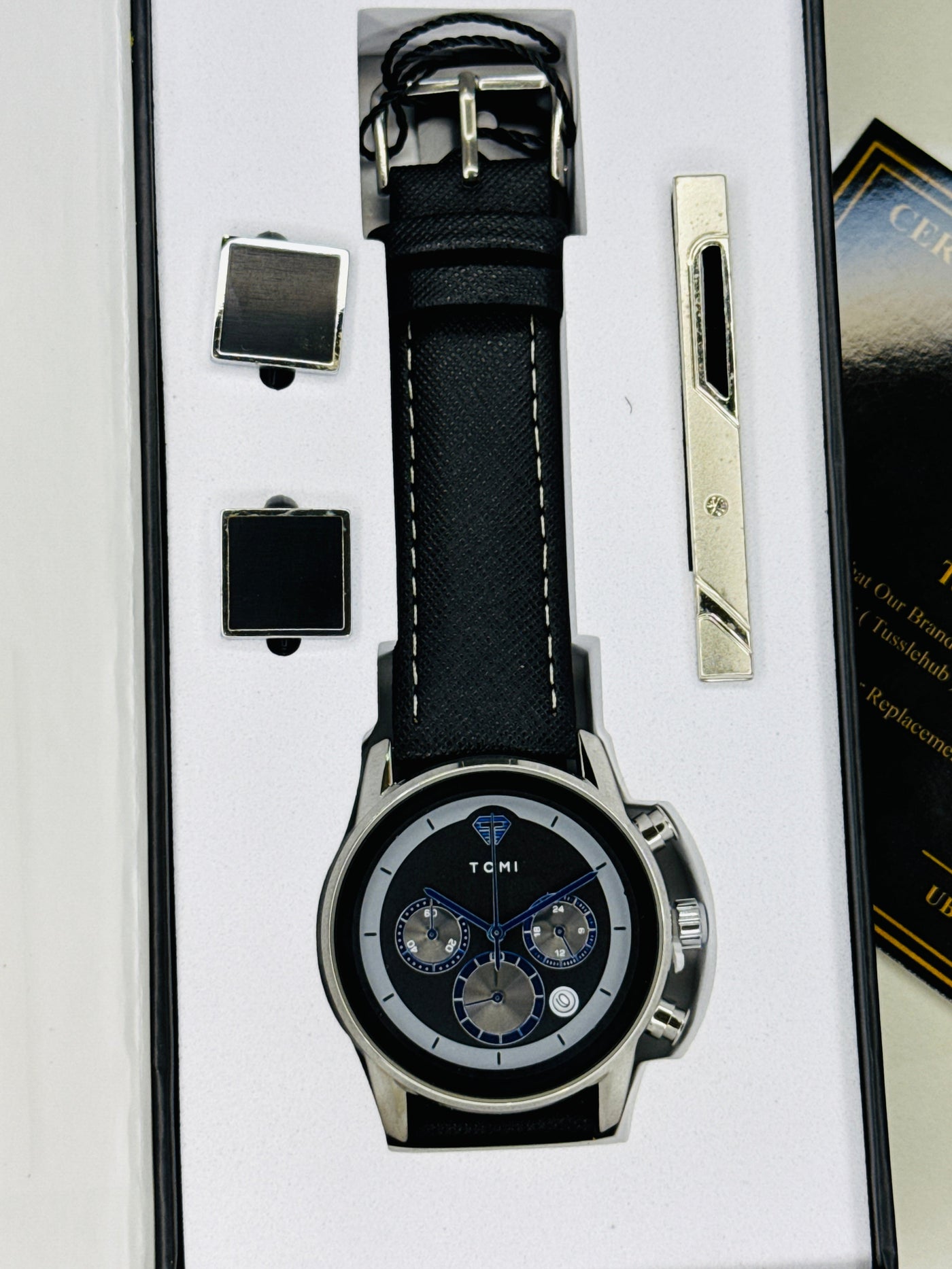 Tomi S6B Black Silver Gift Set Watch