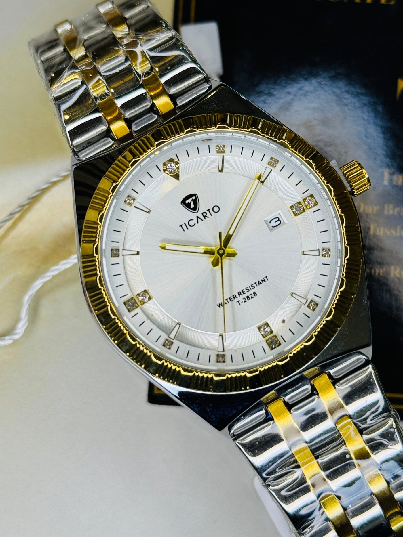 Two Tone White Dial Ticarto Diamond Watch