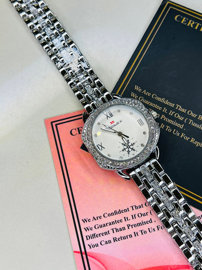 Xenlex Silver White Zircon Watch For Her