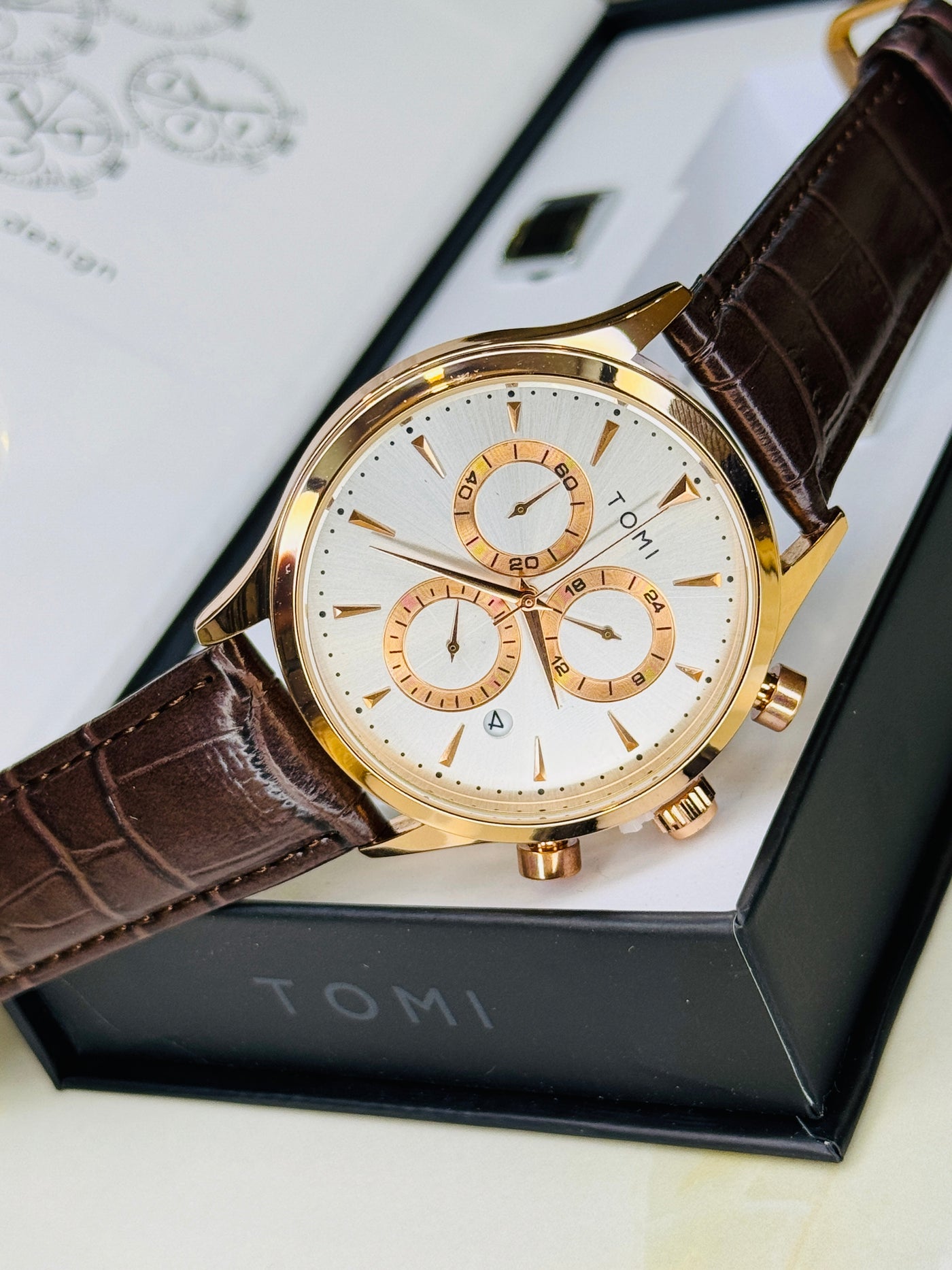 Tomi S6A Coffee Rose Gold Gift Set Watch