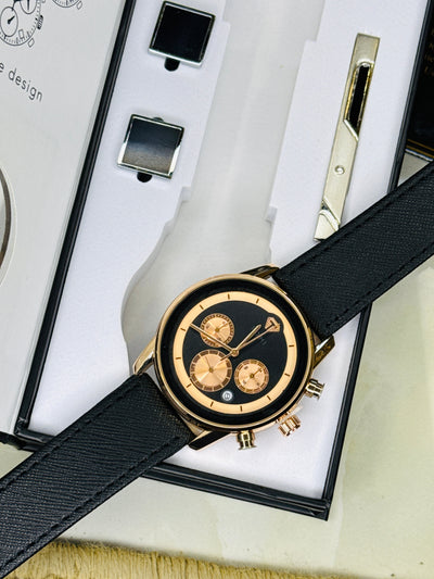 Tomi S6B Black Rose Gold Gift Set Watch