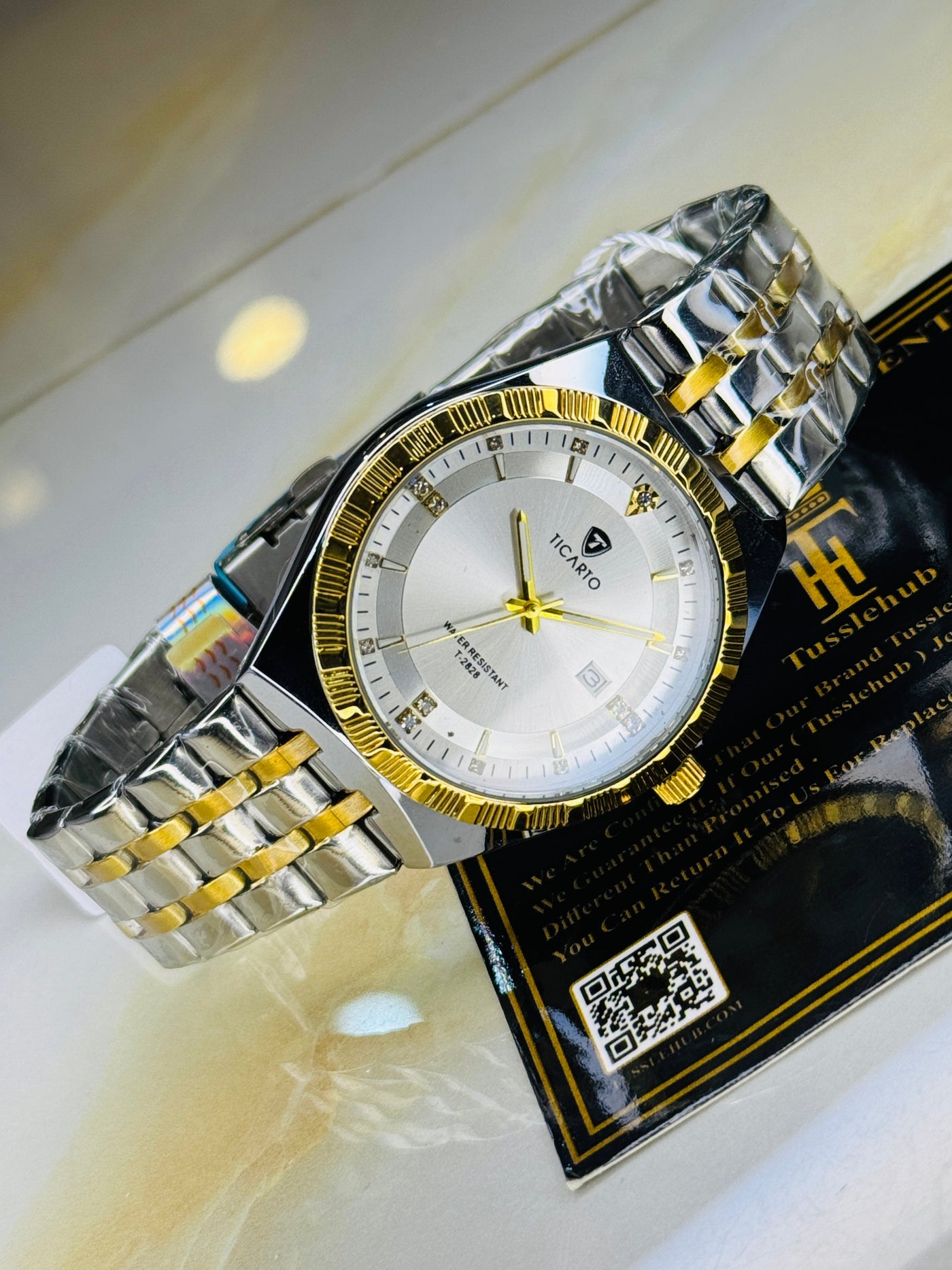 Two Tone White Dial Ticarto Diamond Watch