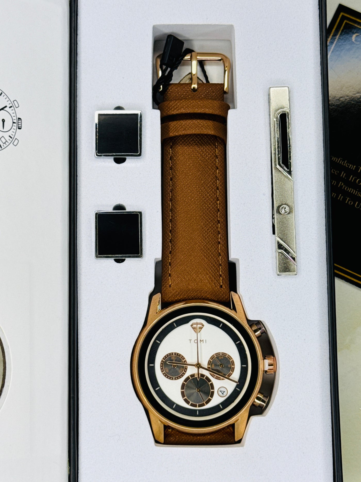 Tomi S6B Brown Rose Gold Gift Set Watch