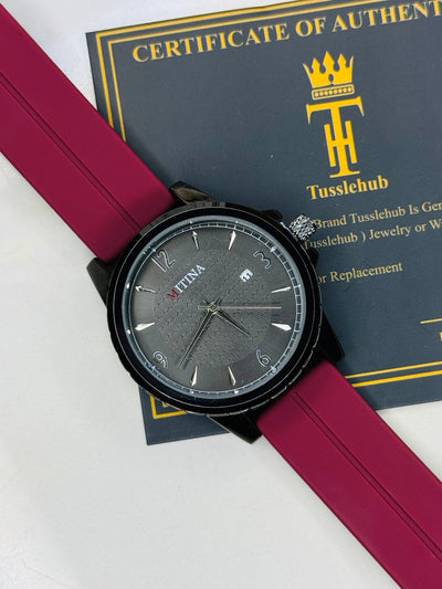 Maroon Black Mitina Magnet Strap Watch