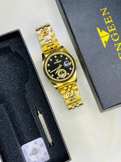 Fngeen Gold Black Watch For Her