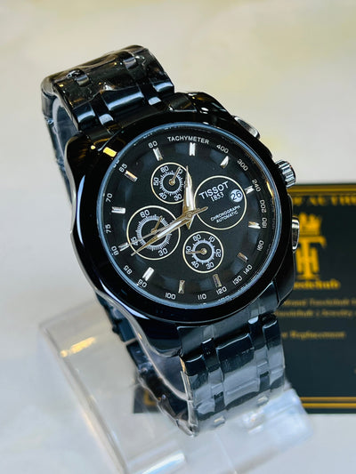 All Black 1853 Chain Strap Chronograph Watch