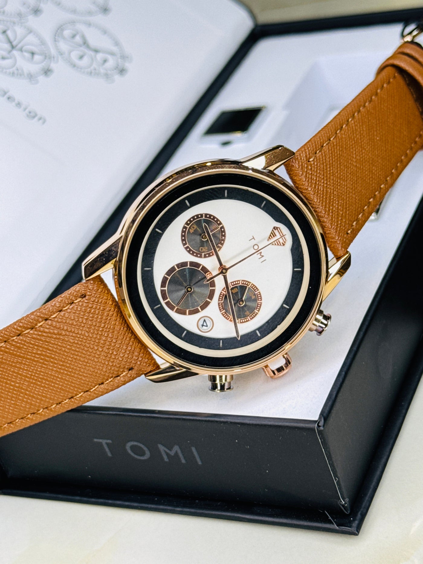 Tomi S6B Brown Rose Gold Gift Set Watch