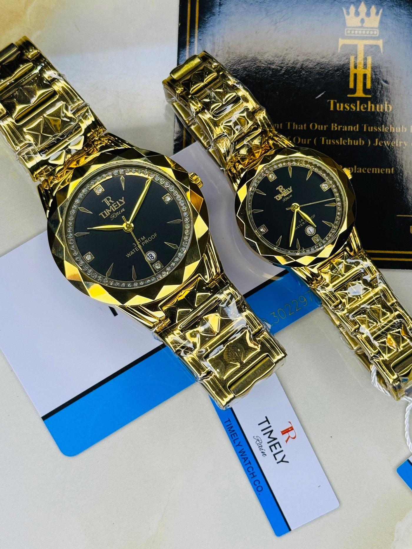 Timely Gold Black Couple Watch