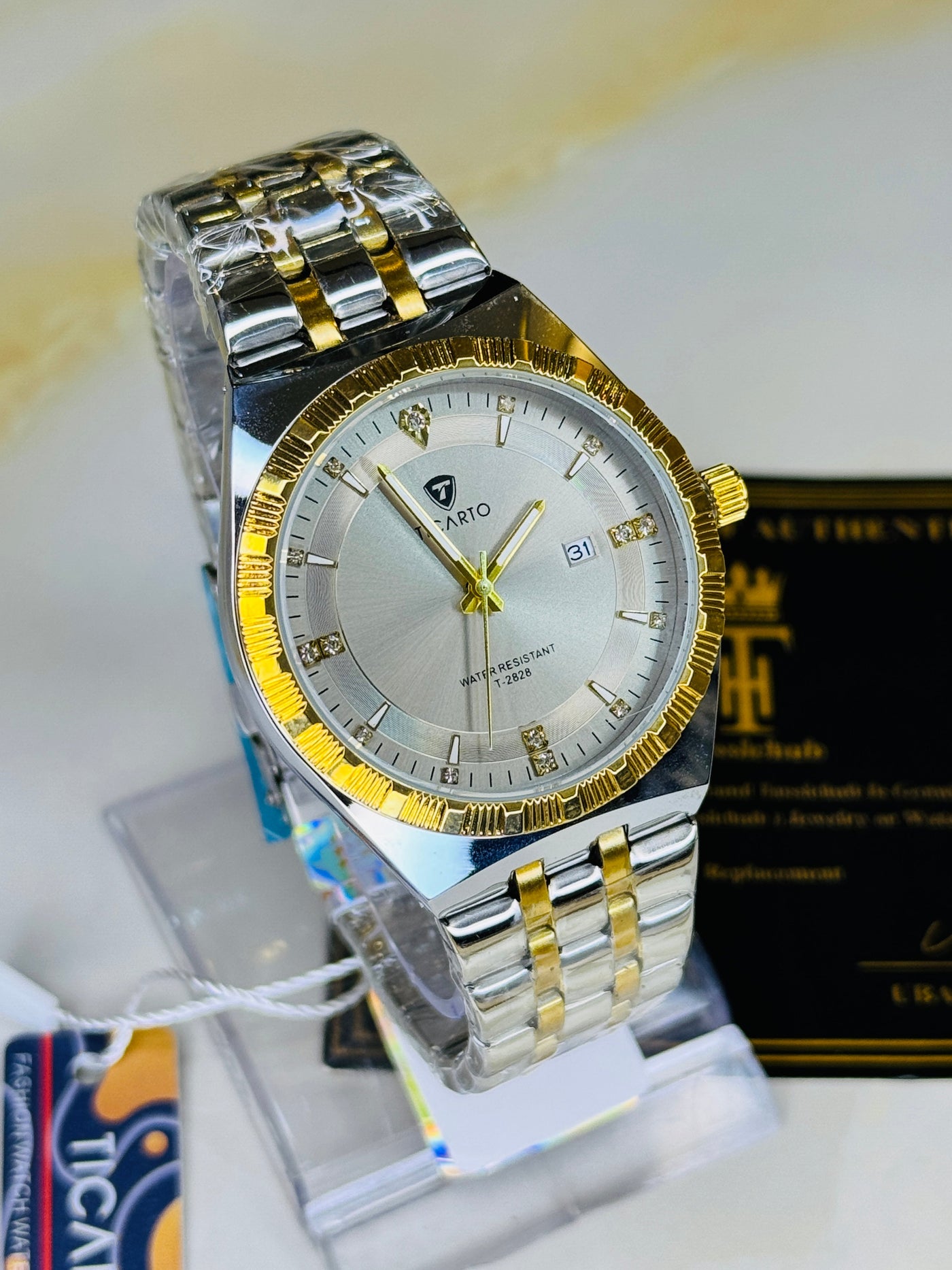 Two Tone Grey Dial Ticarto Diamond Watch