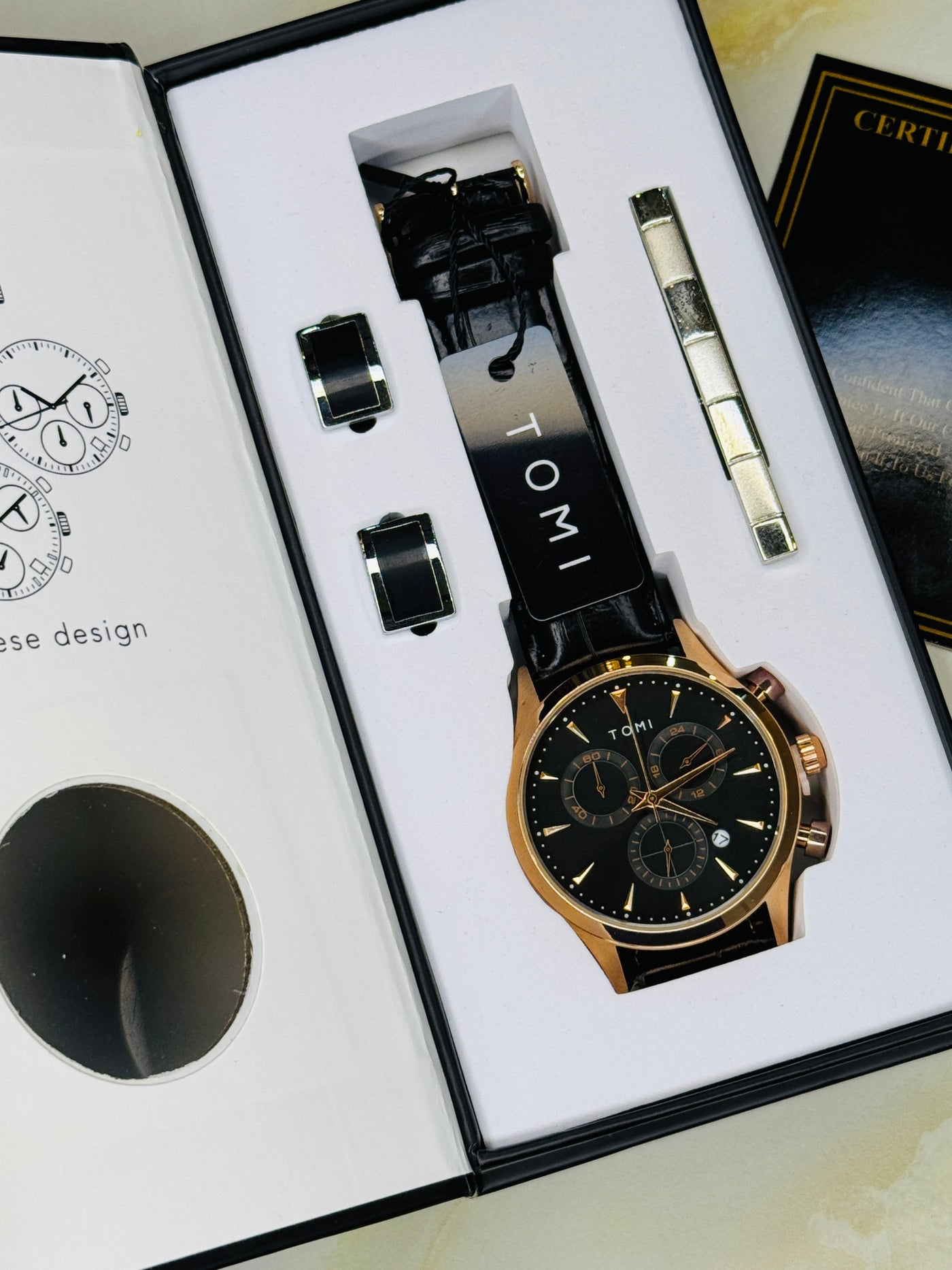 Tomi S6A Black Rose Gold Gift Set Watch