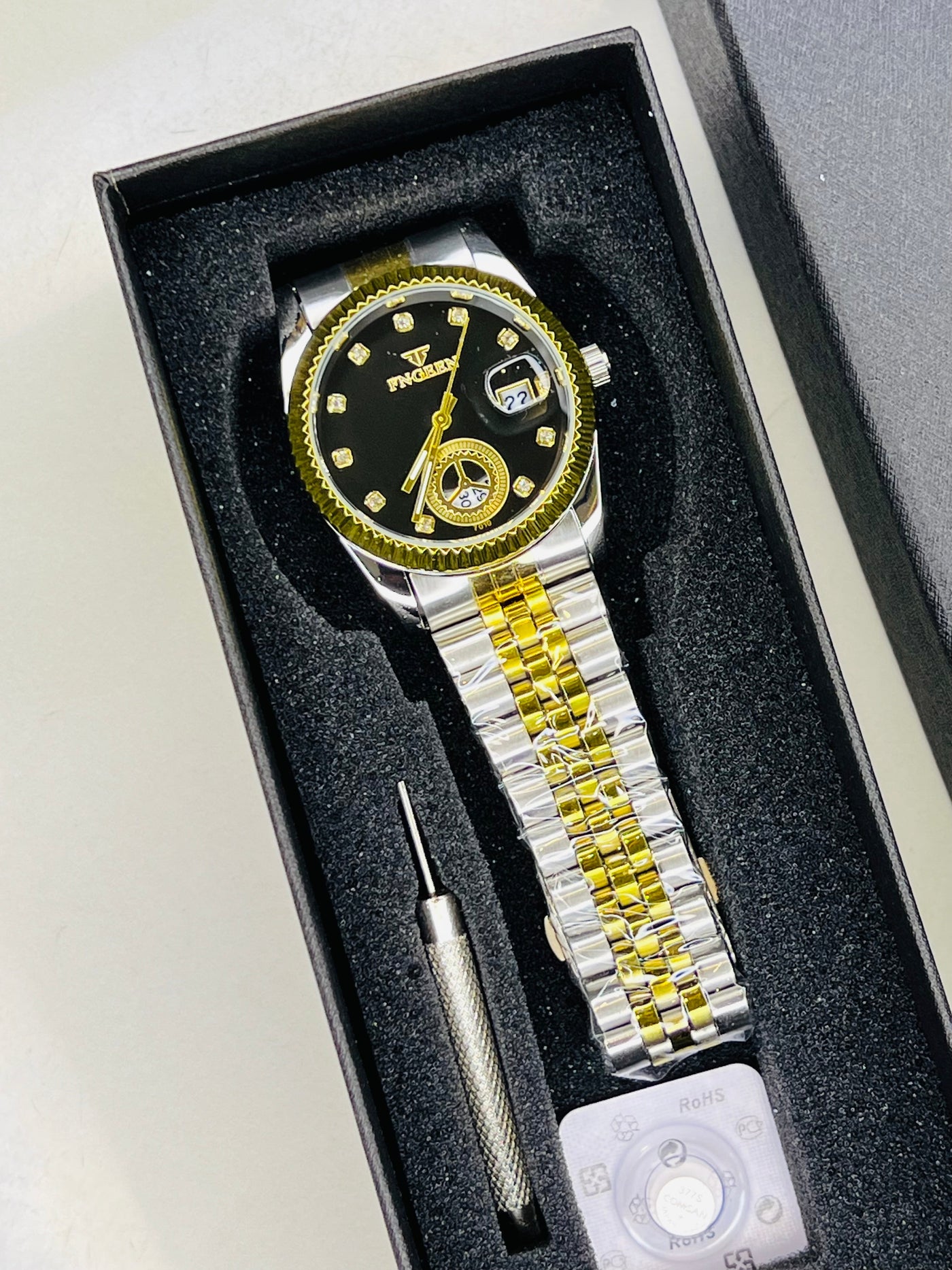 Fngeen Two Tone Black Watch For Her