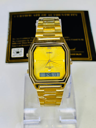 Gold Skmei Dual Time Watch For Her