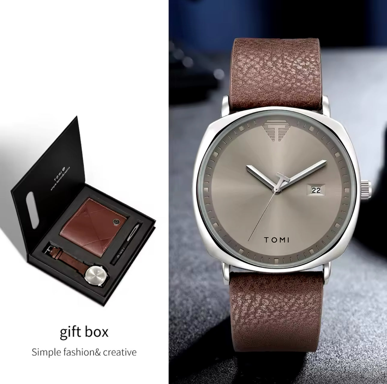 Tomi S8 Brown Silver Sleek Gift Set