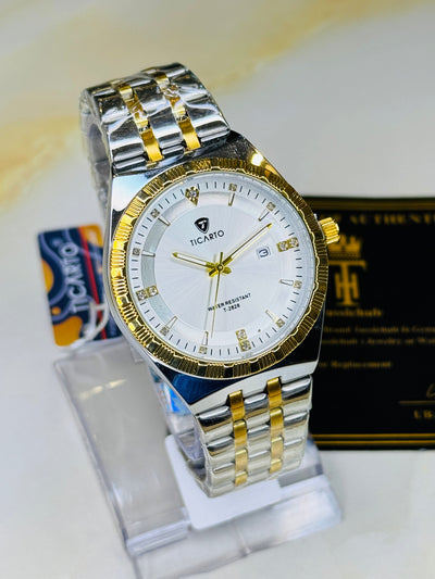 Two Tone White Dial Ticarto Diamond Watch