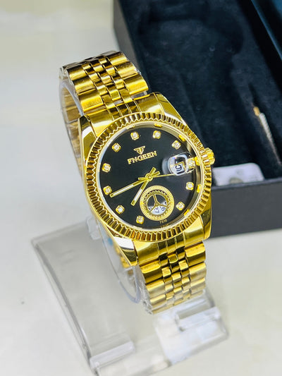 Fngeen Gold Black Watch For Her