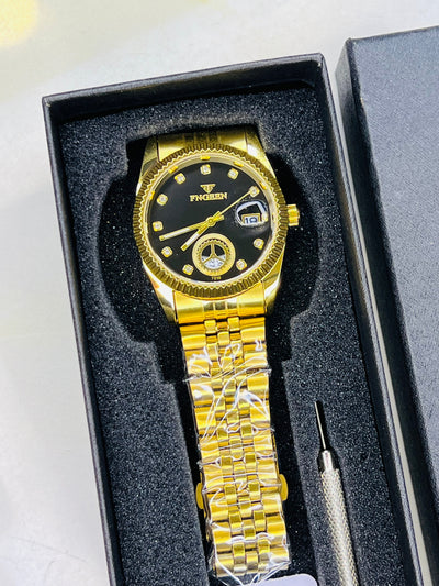 Fngeen Gold Black Watch For Her