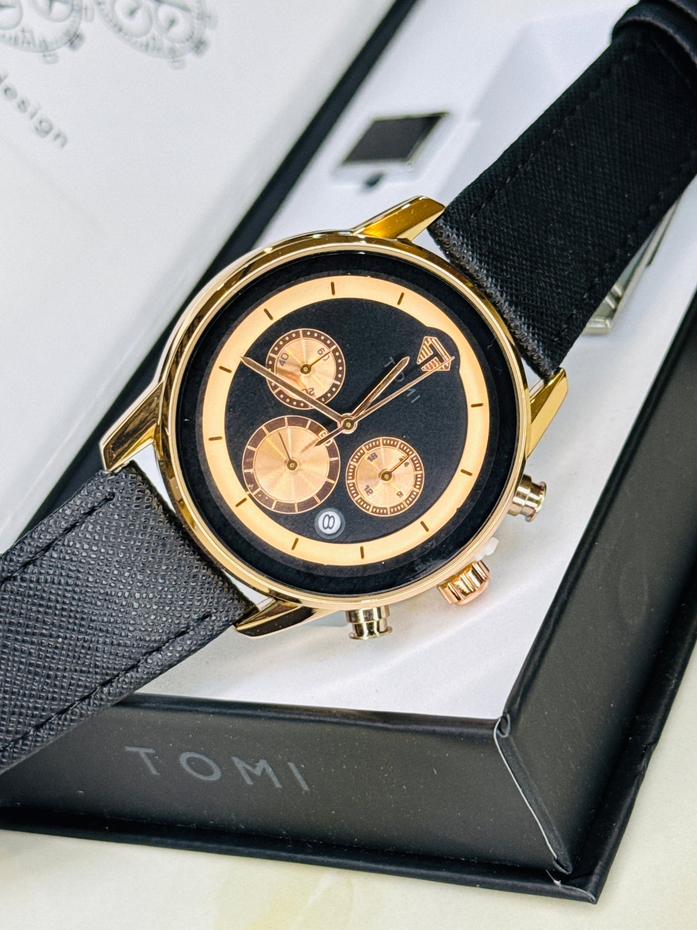 Tomi S6B Black Rose Gold Gift Set Watch