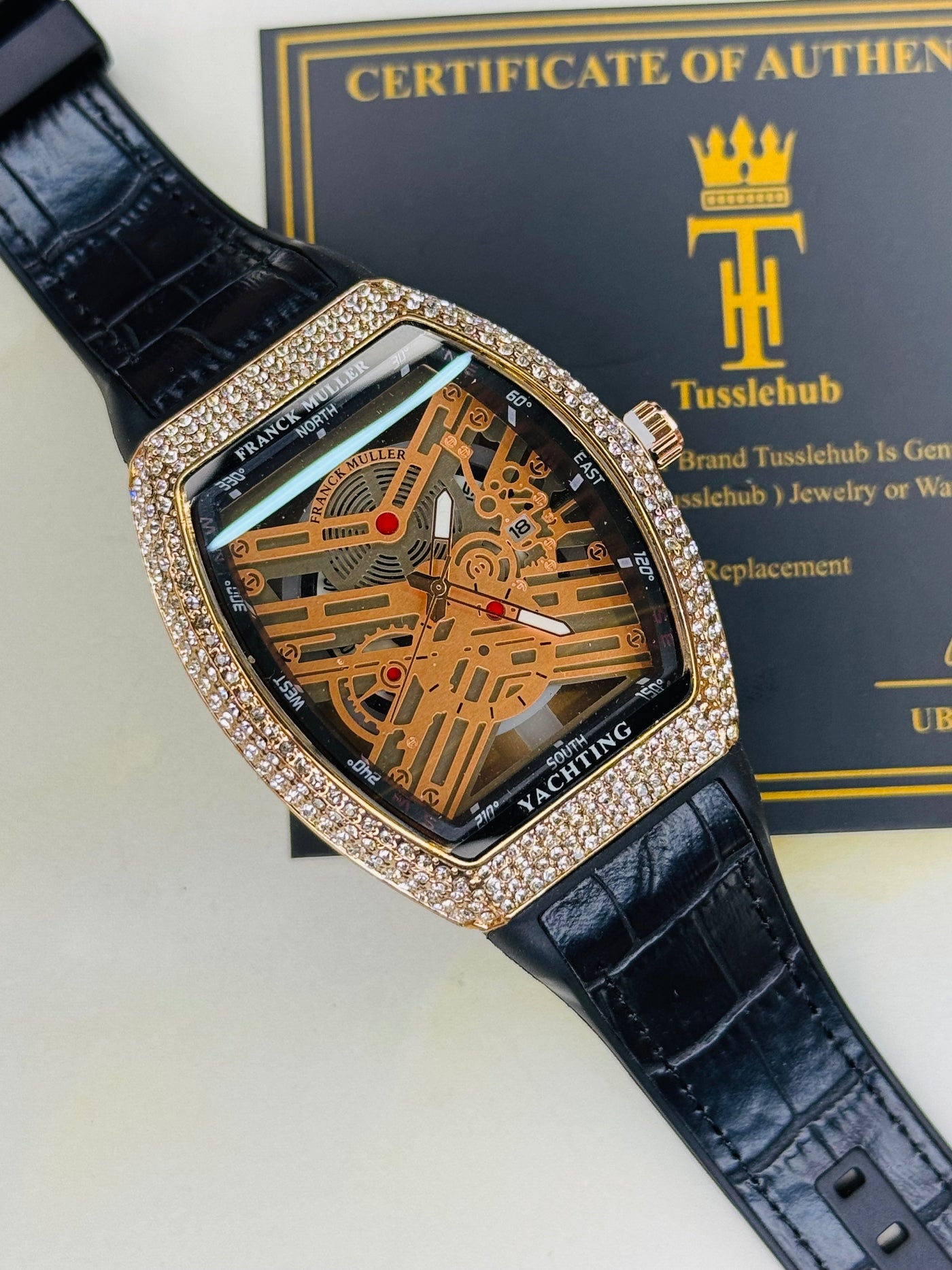 Black Rose Gold Iced Frank Muller Watch