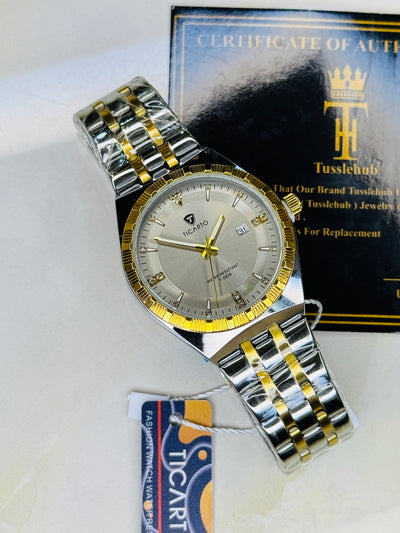 Two Tone Grey Dial Ticarto Diamond Watch