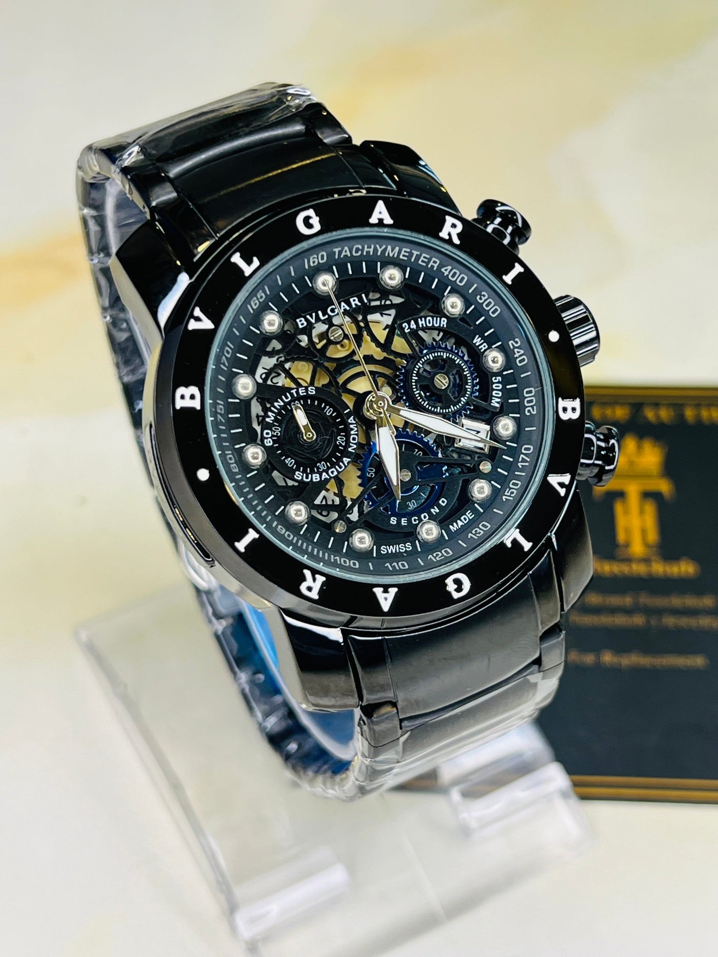 All Black Bvlgari Chronograph Watch