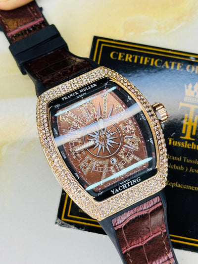 Vanguard Chocolate Rose Gold Iced Frank Muller Watch