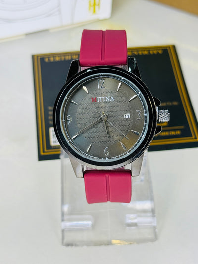 Maroon Black Mitina Magnet Strap Watch