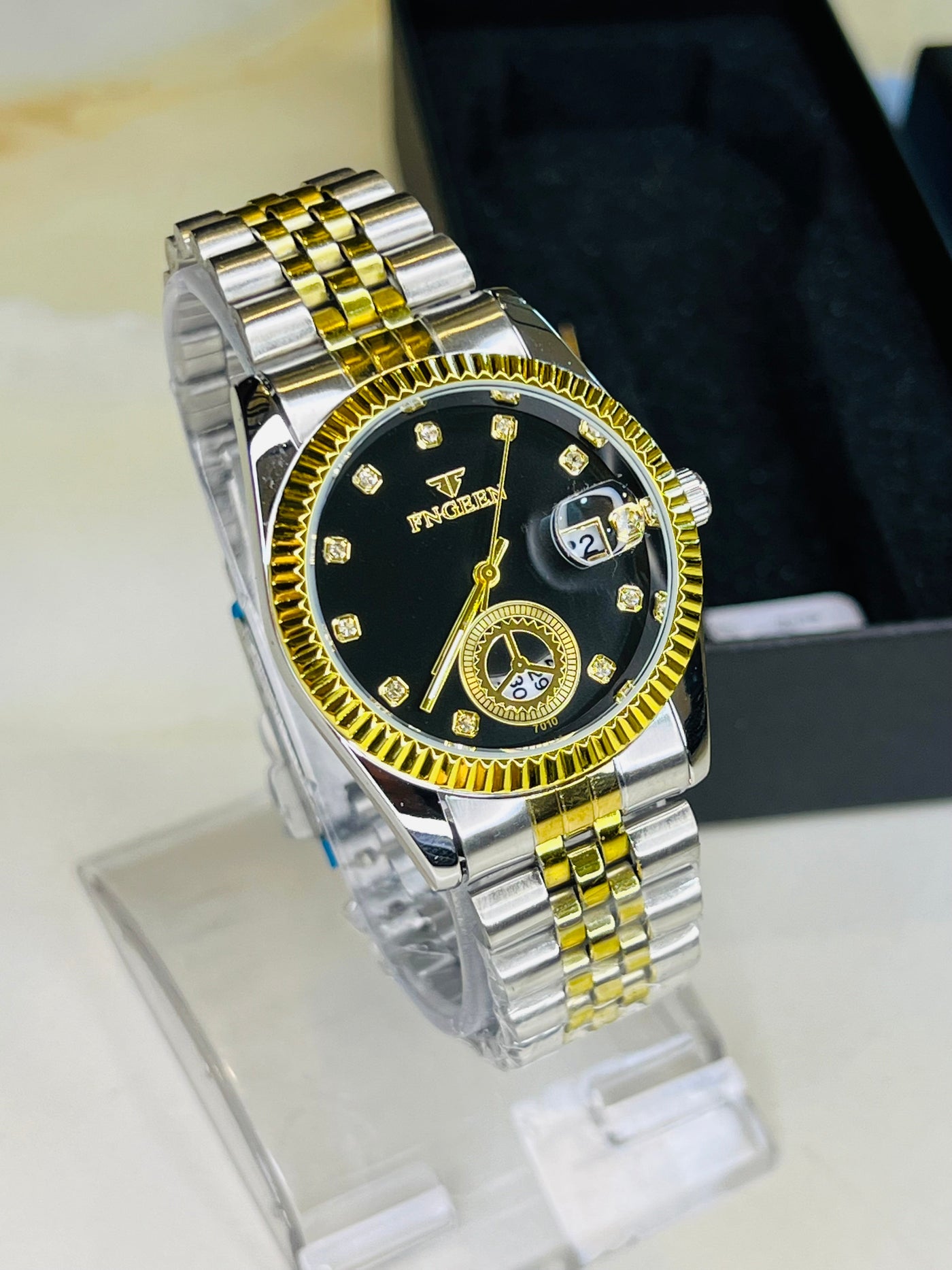 Fngeen Two Tone Black Watch For Her