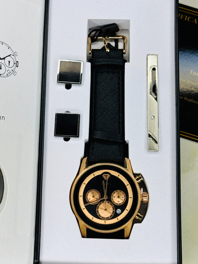 Tomi S6B Black Rose Gold Gift Set Watch