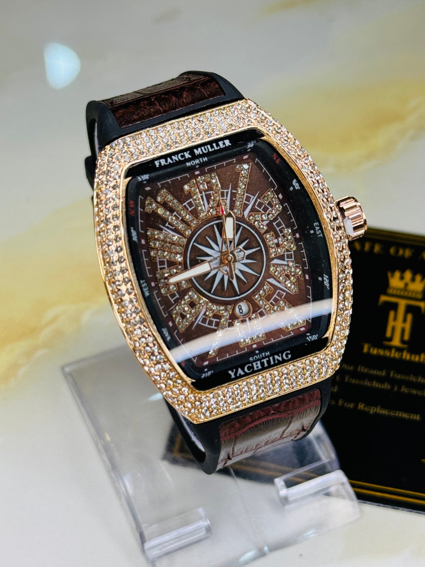 Vanguard Chocolate Rose Gold Iced Frank Muller Watch