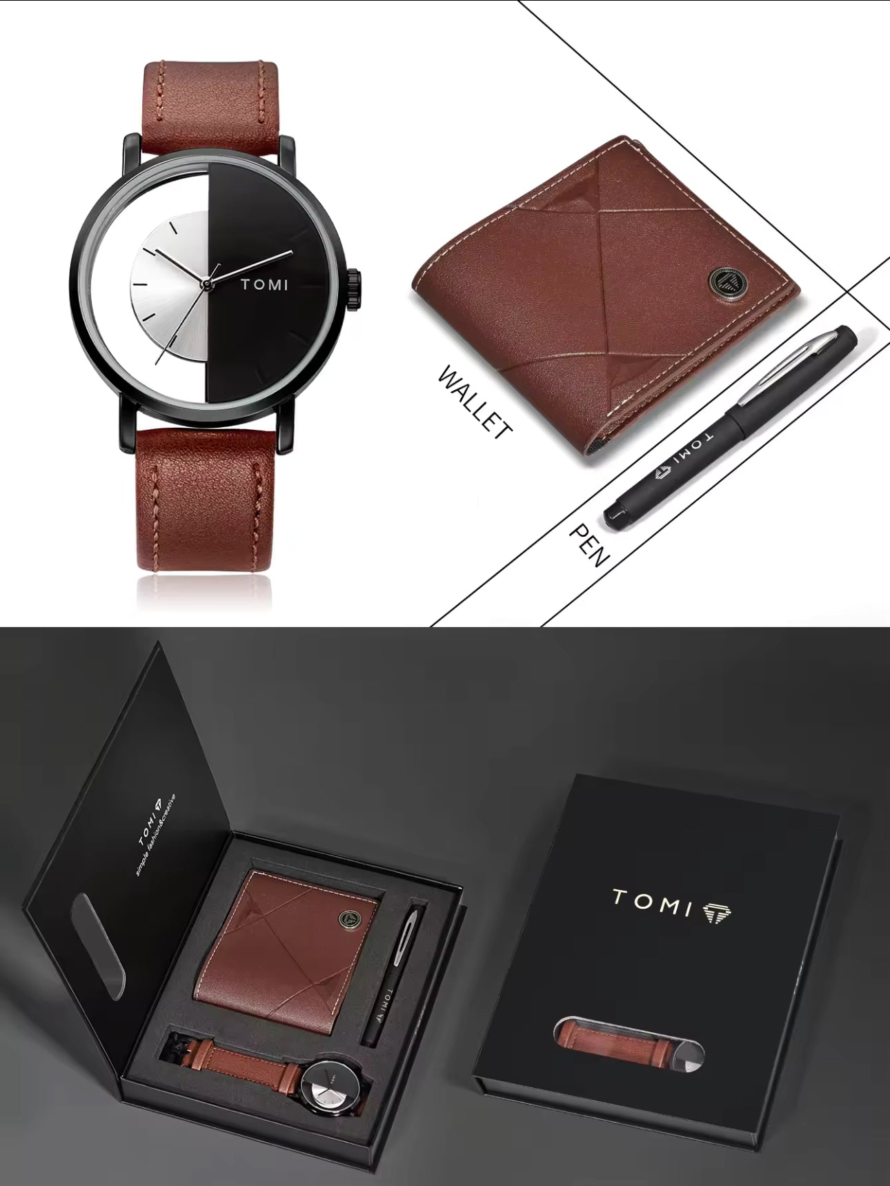 Tomi S8 Coffee Black Half Dial Gift Set