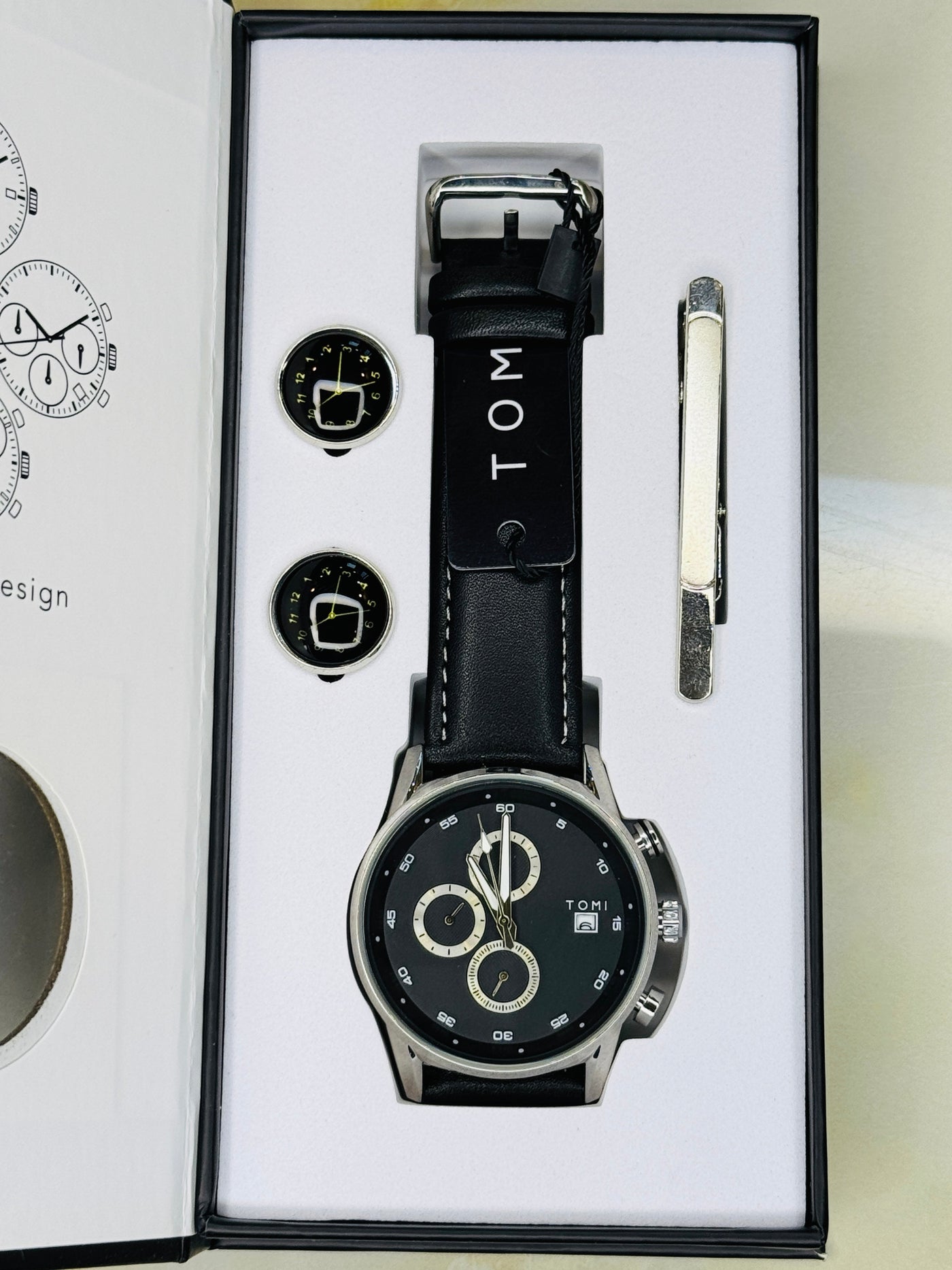 Tomi S6C Black Silver Gift Set Watch