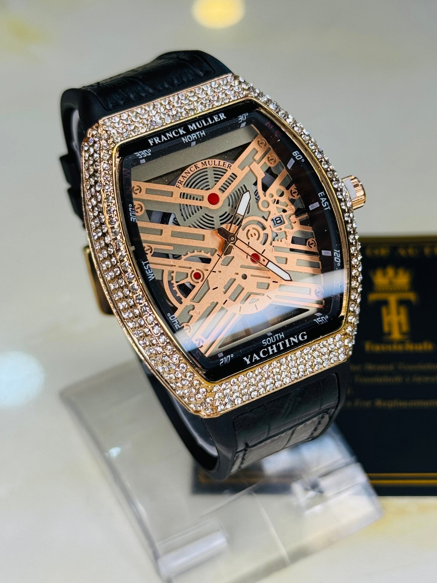 Black Rose Gold Iced Frank Muller Watch